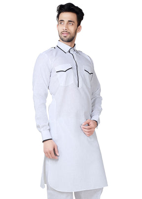 2 Pc White Cotton Kurta Salwar Set VDSF100402 - Indian Silk House Agencies