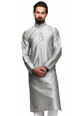 2 Pc Grey Silk Kurta Churidar Set VDSF100349 - Indian Silk House Agencies