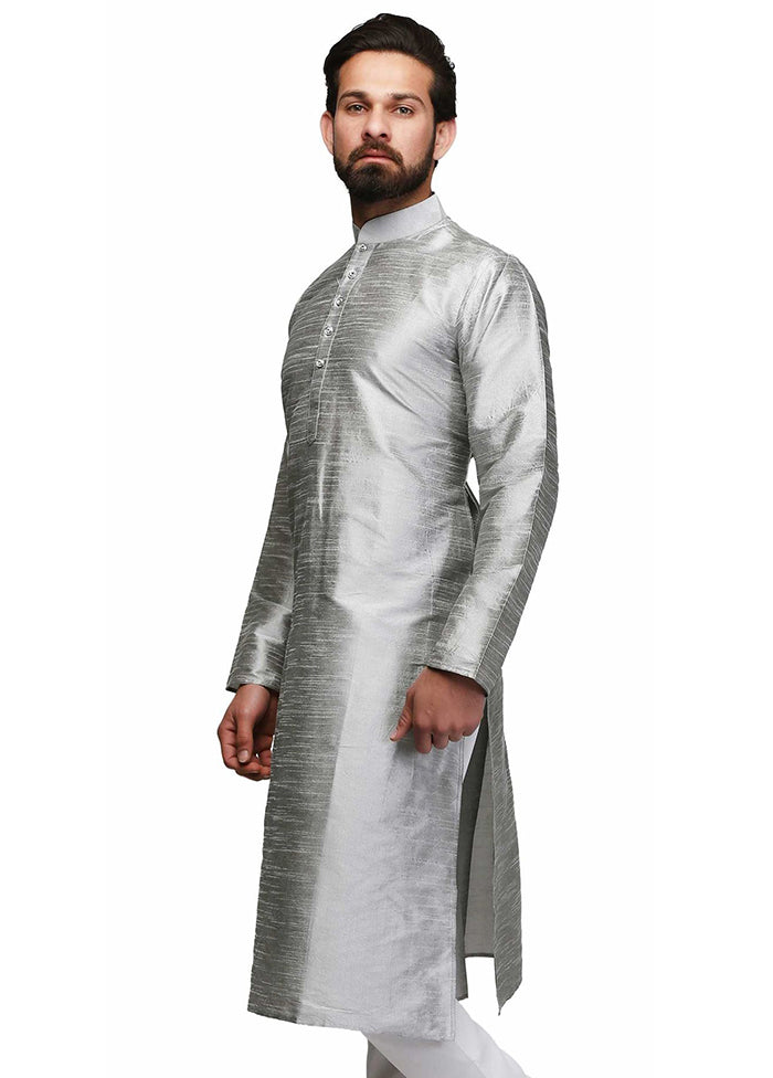 2 Pc Grey Silk Kurta Churidar Set VDSF100349 - Indian Silk House Agencies