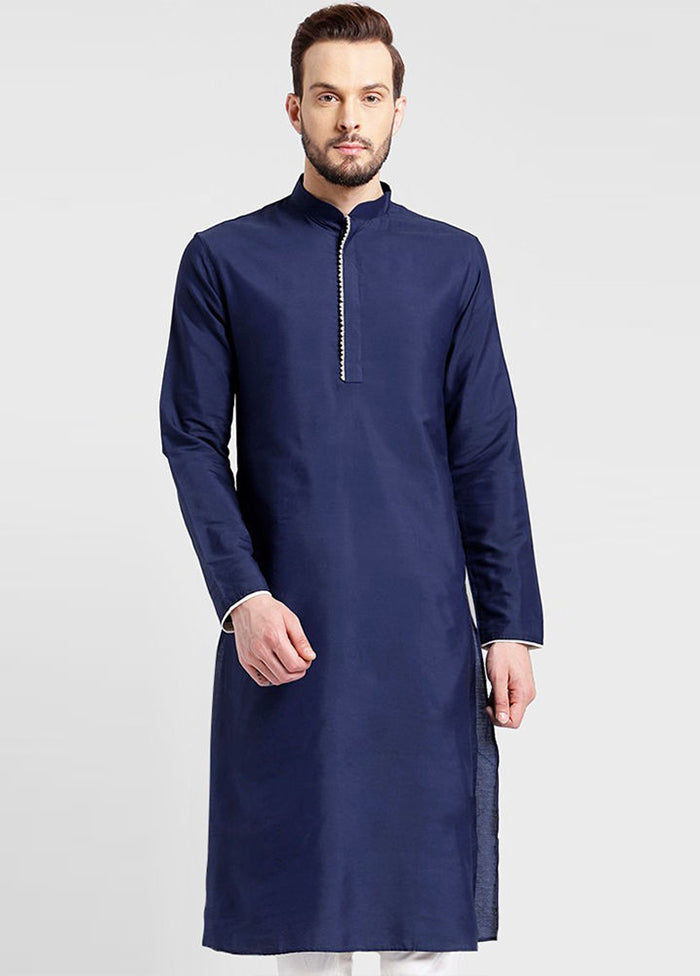 2 Pc Navy Blue Silk Kurta Churidar Set VDSF100350 - Indian Silk House Agencies