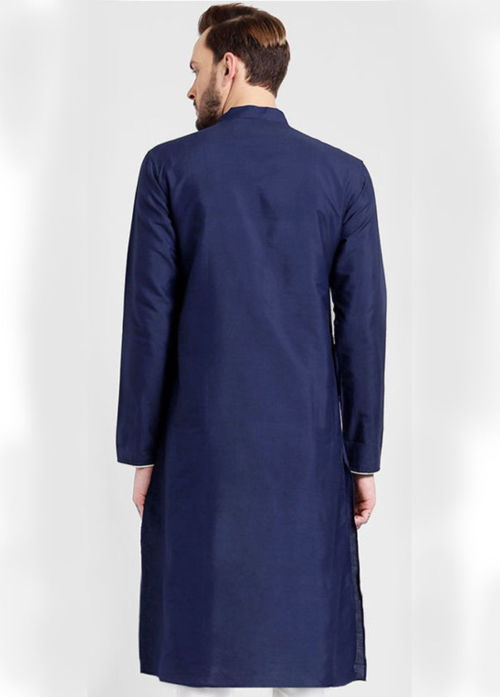 2 Pc Navy Blue Silk Kurta Churidar Set VDSF100350 - Indian Silk House Agencies