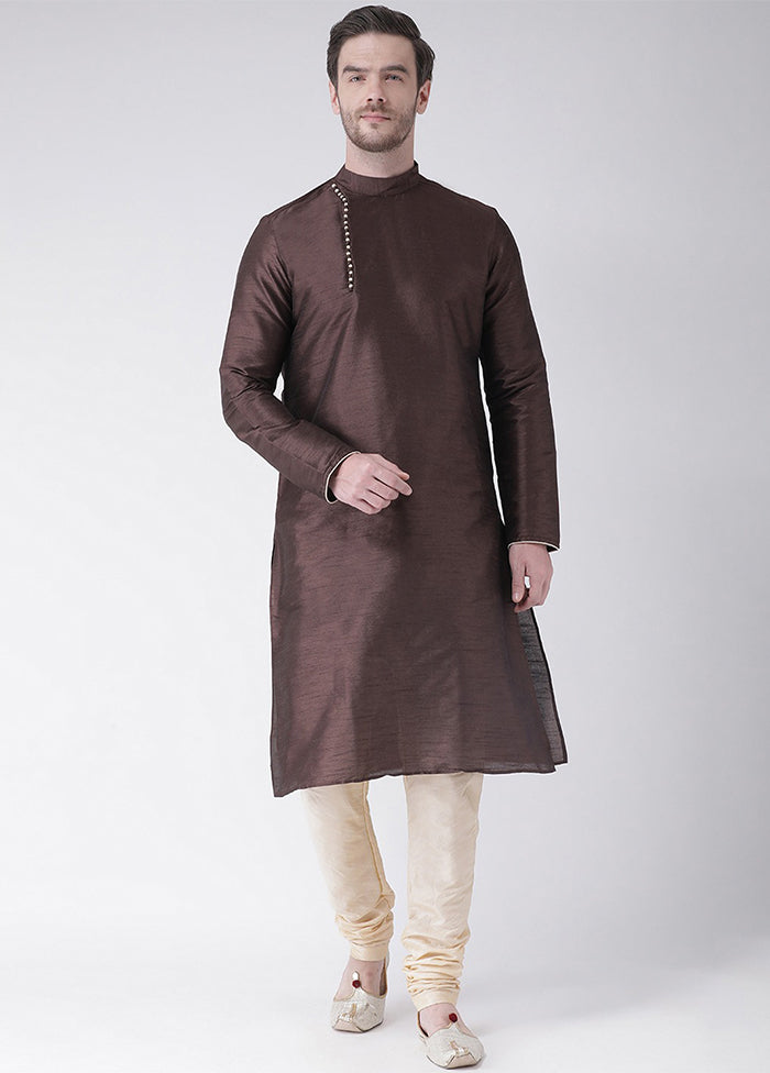 2 Pc Brown Silk Kurta Churidar Set VDSF100342 - Indian Silk House Agencies