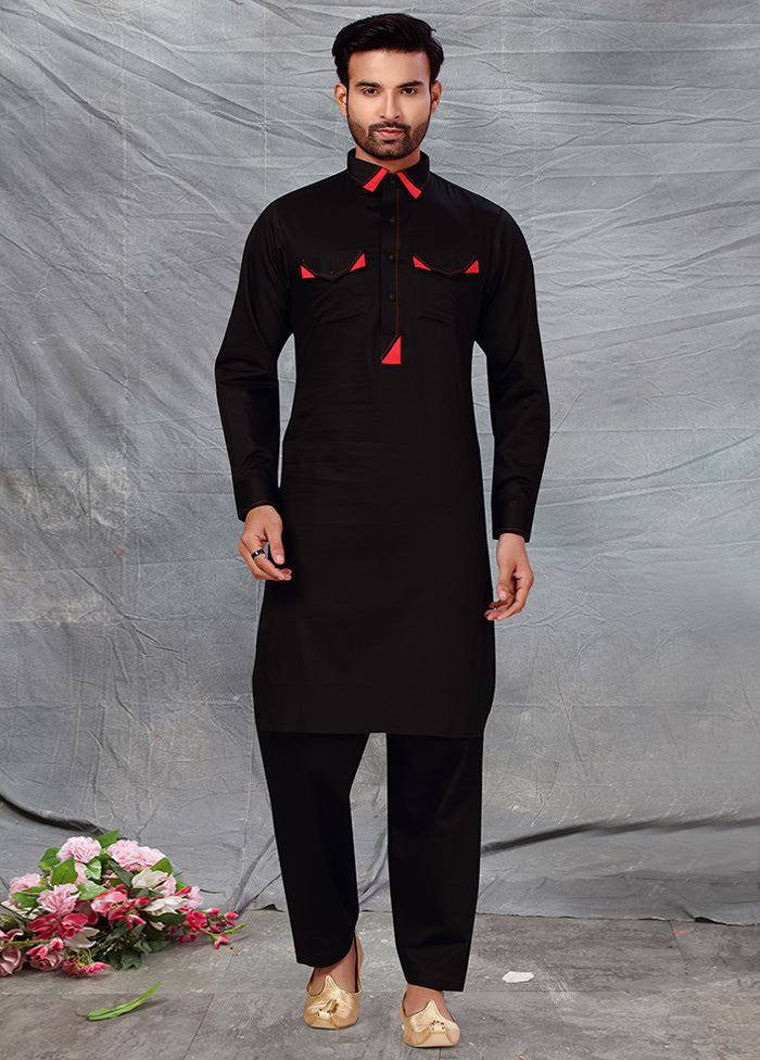 2 Pc Black Cotton And Polyster Kurta Salwar Set VDSF100380 - Indian Silk House Agencies