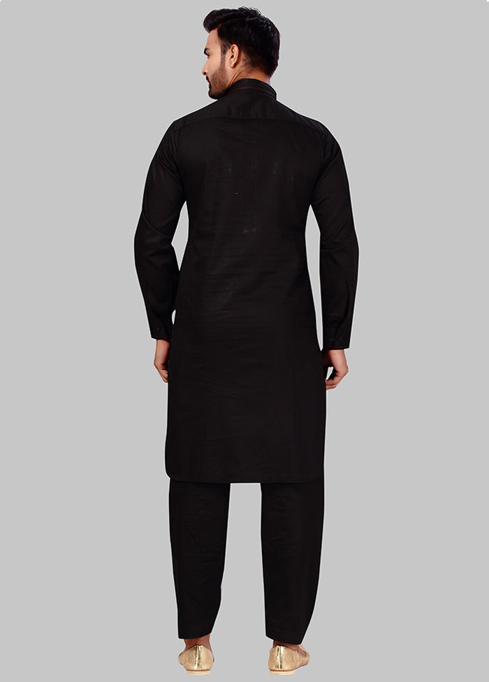 2 Pc Black Cotton And Polyster Kurta Salwar Set VDSF100380 - Indian Silk House Agencies