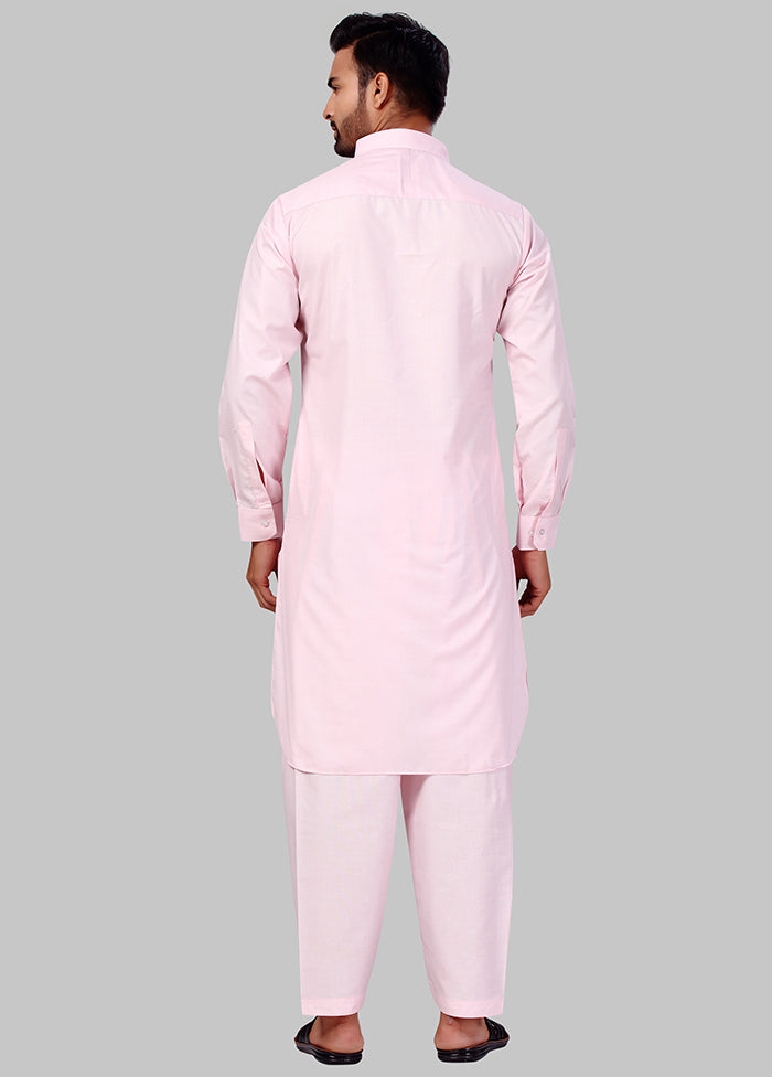 2 Pc Baby Pink Cotton And Polyster Kurta Salwar Set VDSF100384 - Indian Silk House Agencies