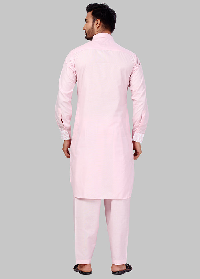 2 Pc Baby Pink Cotton And Polyster Kurta Salwar Set VDSF100385 - Indian Silk House Agencies