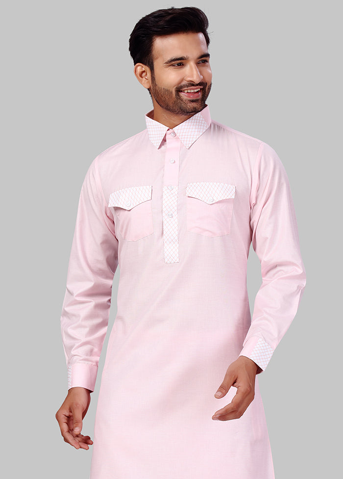 2 Pc Baby Pink Cotton And Polyster Kurta Salwar Set VDSF100385