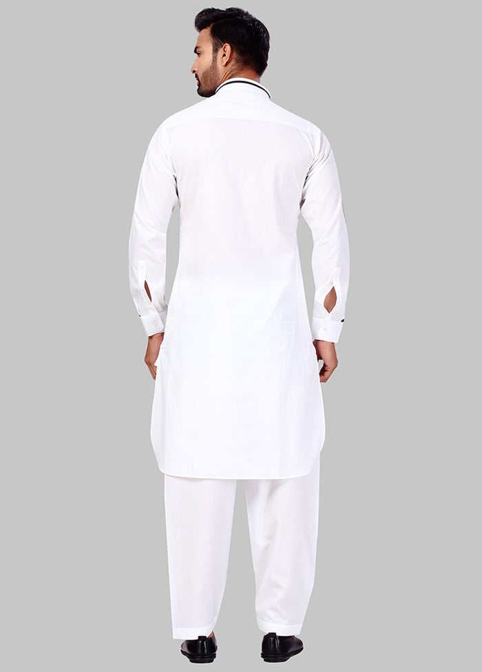 2 Pc White Cotton And Polyster Kurta Salwar Set VDSF100386 - Indian Silk House Agencies