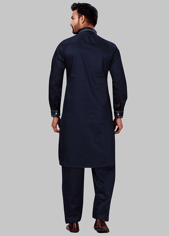 2 Pc Navy Blue Cotton And Polyster Kurta Salwar Set VDSF100388 - Indian Silk House Agencies