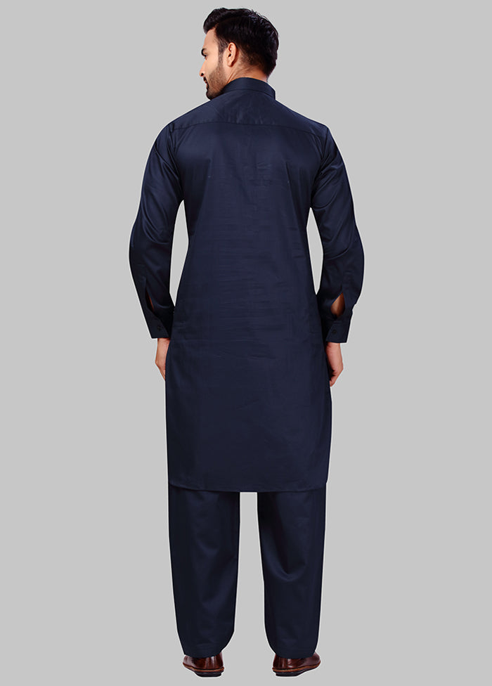 2 Pc Navy Blue Cotton And Polyster Kurta Salwar Set VDSF100389 - Indian Silk House Agencies