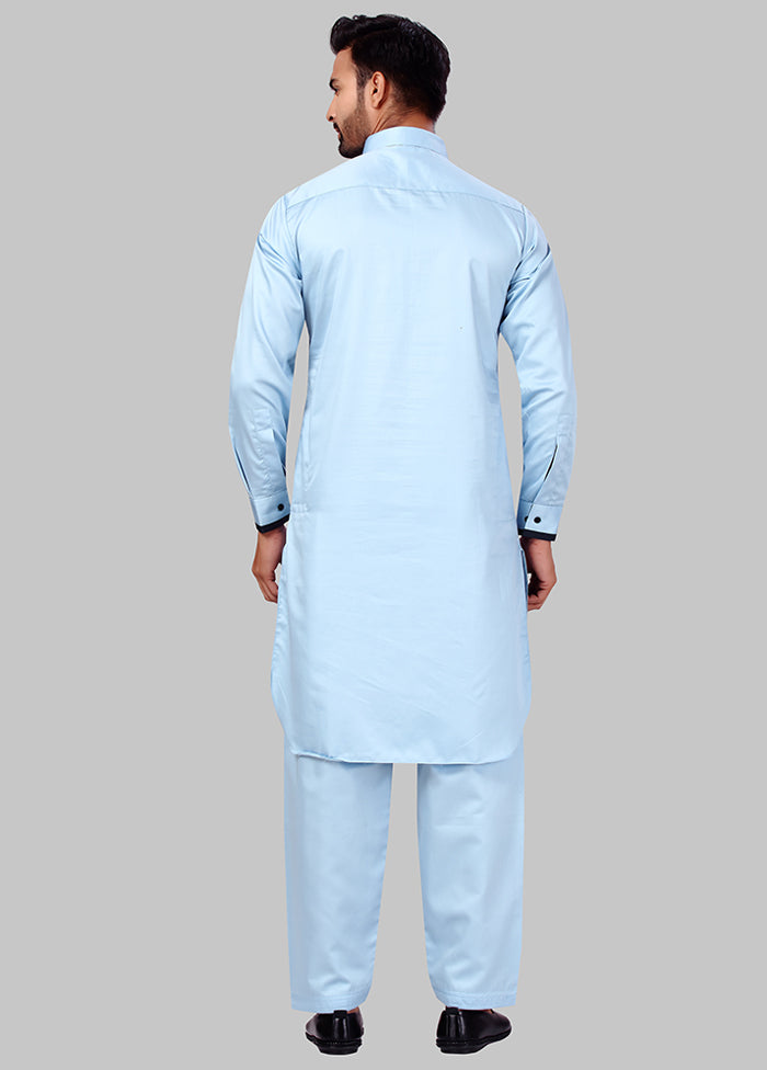 2 Pc Sky Blue Cotton And Polyster Kurta Salwar Set VDSF100394 - Indian Silk House Agencies