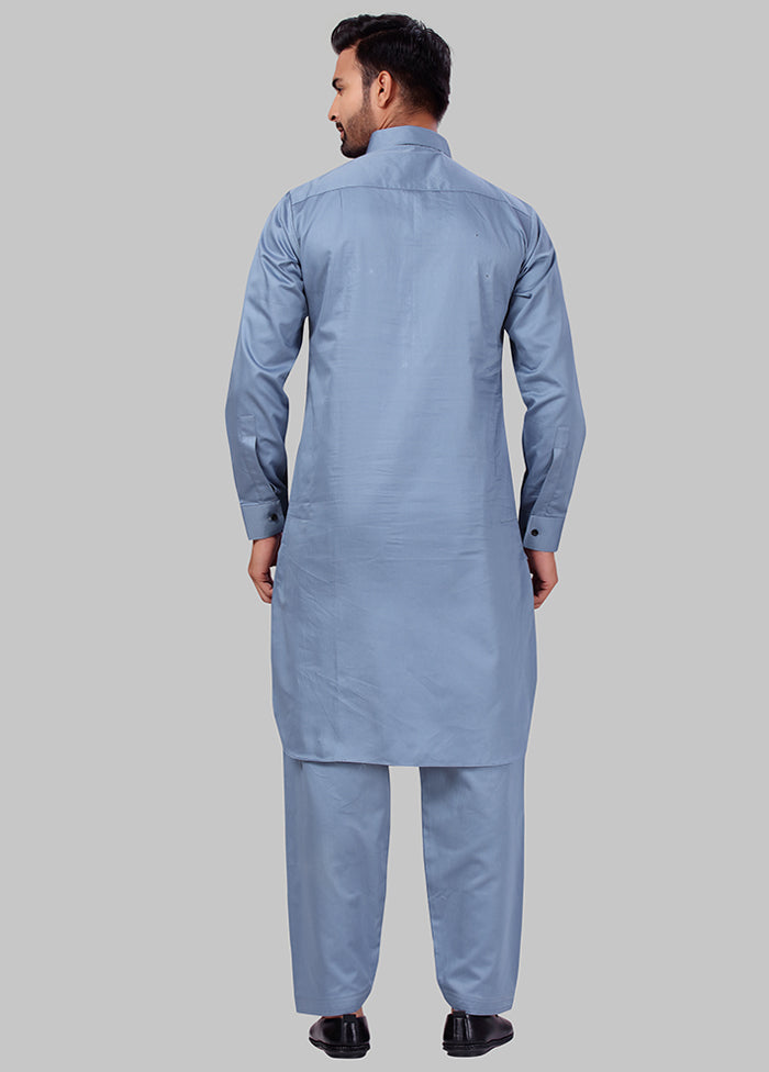 2 Pc Blue Cotton And Polyster Kurta Salwar Set VDSF100334 - Indian Silk House Agencies