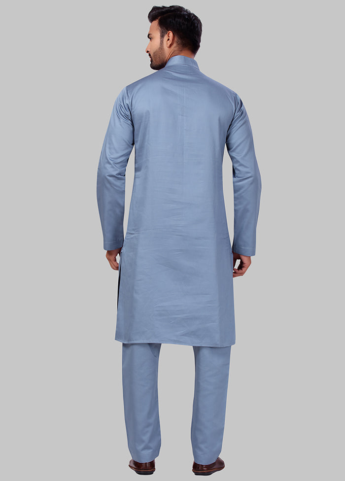 2 Pc Blue Cotton And Polyster Kurta Salwar Set VDSF100397 - Indian Silk House Agencies