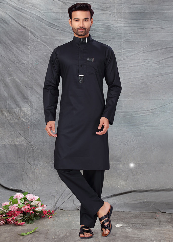 2 Pc Black Cotton And Polyster Kurta Salwar Set VDSF100337 - Indian Silk House Agencies