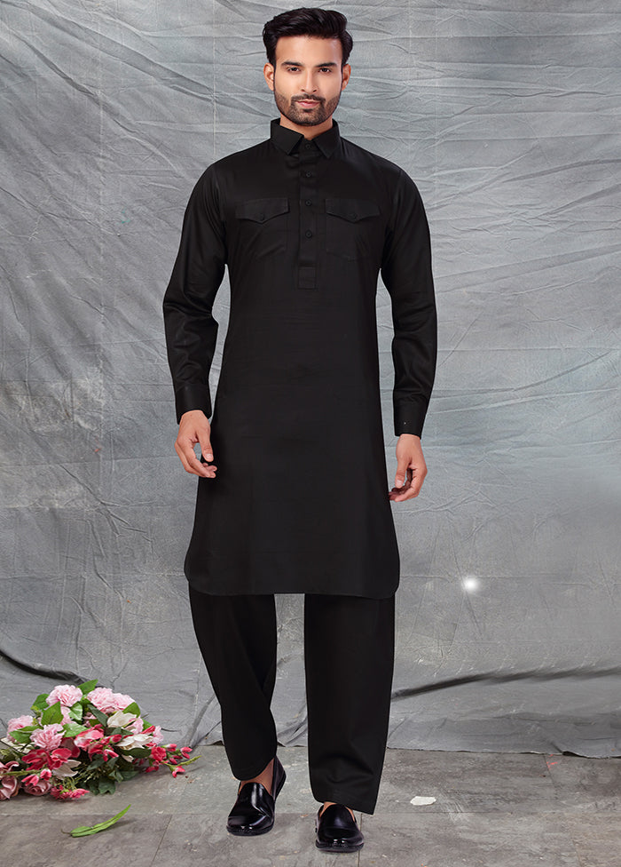 2 Pc Black Cotton And Polyster Kurta Salwar Set VDSF100398 - Indian Silk House Agencies