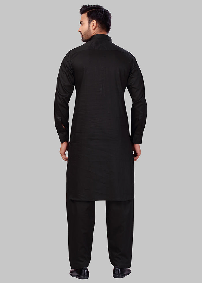 2 Pc Black Cotton And Polyster Kurta Salwar Set VDSF100398 - Indian Silk House Agencies