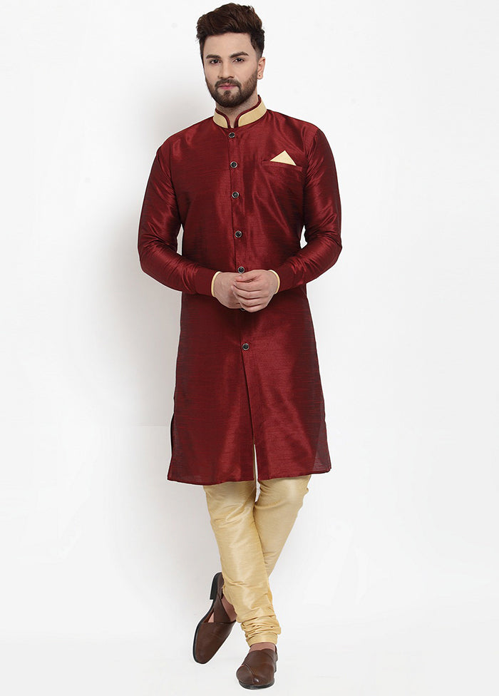 2 Pc Maroon Silk Kurta Churidar Set VDSF100231 - Indian Silk House Agencies