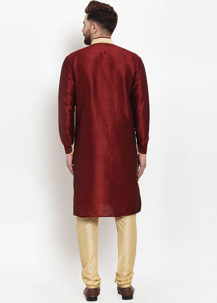 2 Pc Maroon Silk Kurta Churidar Set VDSF100231 - Indian Silk House Agencies