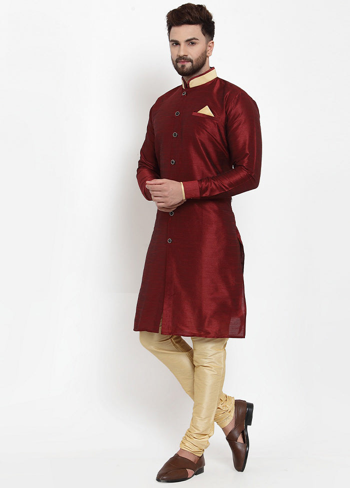 2 Pc Maroon Silk Kurta Churidar Set VDSF100231 - Indian Silk House Agencies