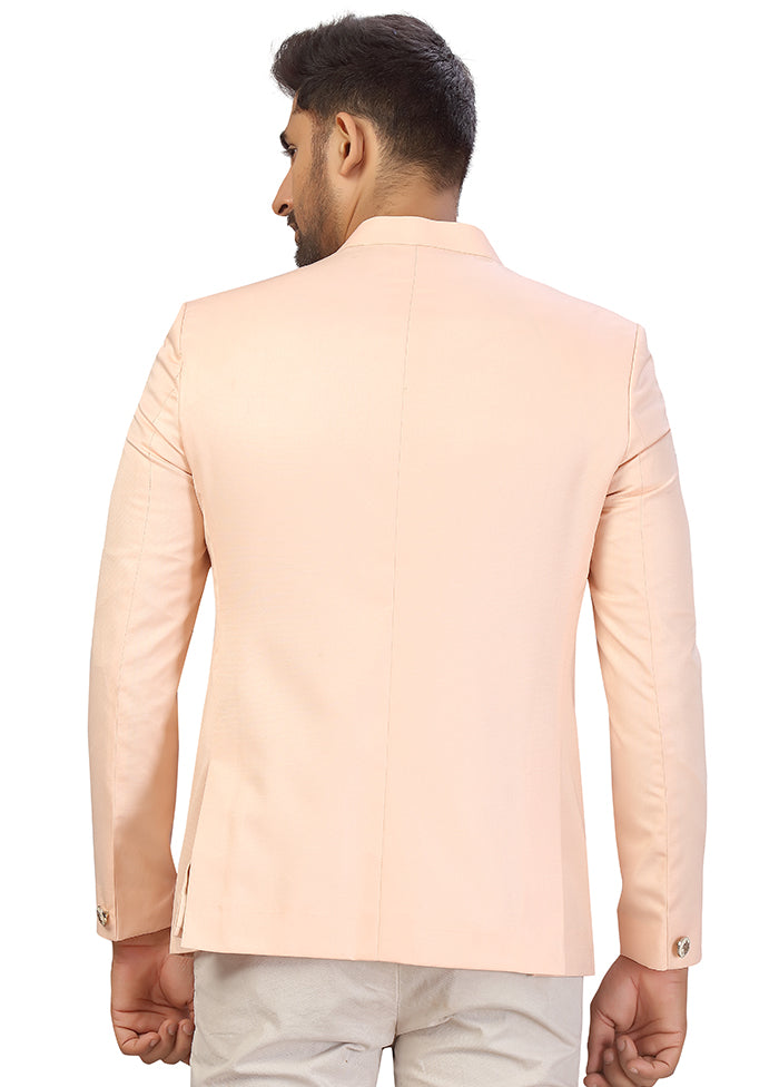 Light Peach Dupion Silk Coat VDSF100258 - Indian Silk House Agencies