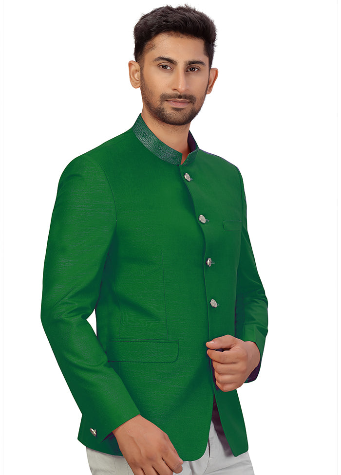 Green Dupion Silk Coat VDSF100259 - Indian Silk House Agencies