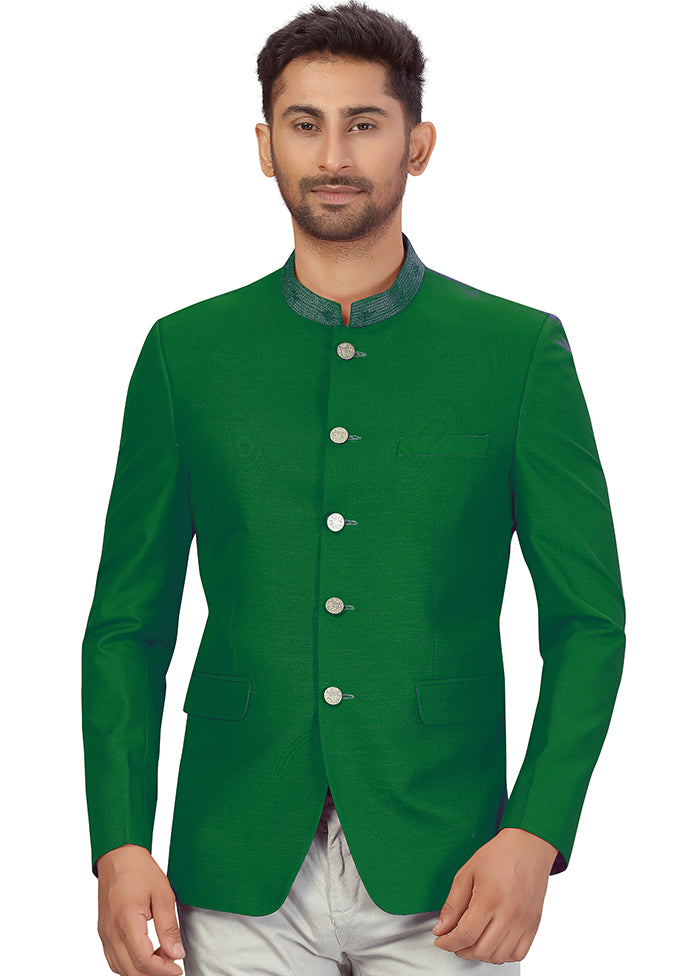 Green Dupion Silk Coat VDSF100259 - Indian Silk House Agencies