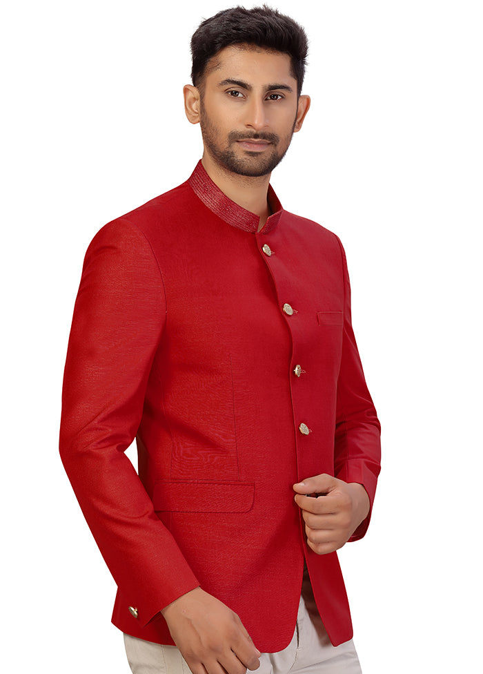 Maroon Dupion Silk Coat VDSF100261 - Indian Silk House Agencies