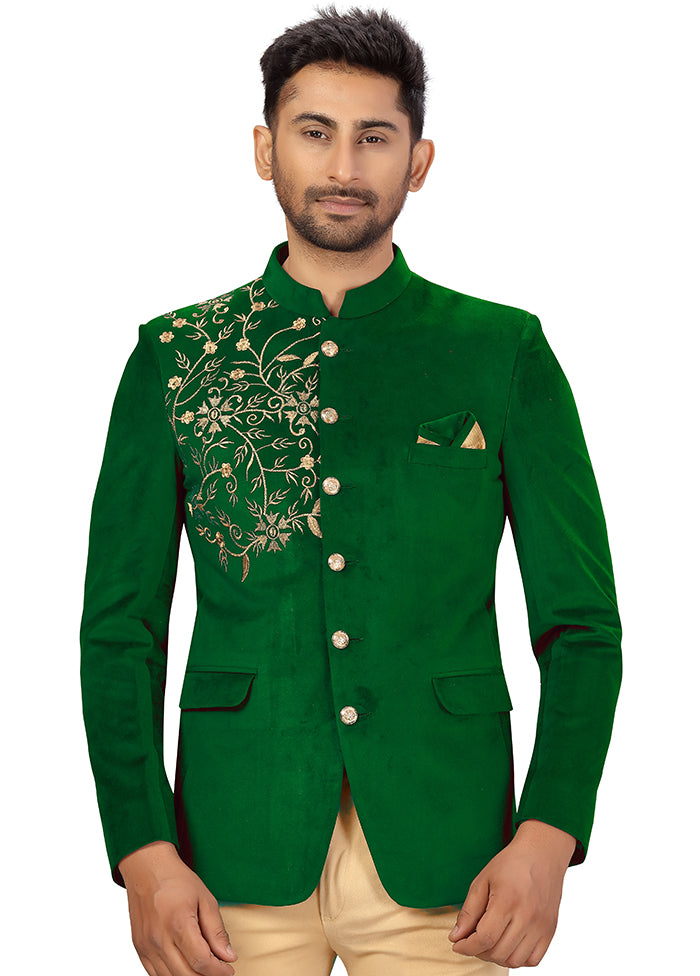 2 Pc Green Velvet Coat Trouser Set VDSF100275