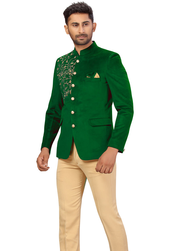 2 Pc Green Velvet Coat Trouser Set VDSF100275
