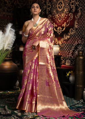 Purple Banarasi Silk Saree With Blouse Piece