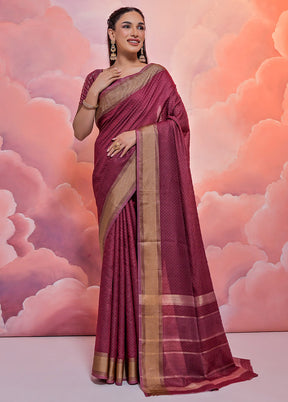 Maroon Cotton Saree With Blouse Piece