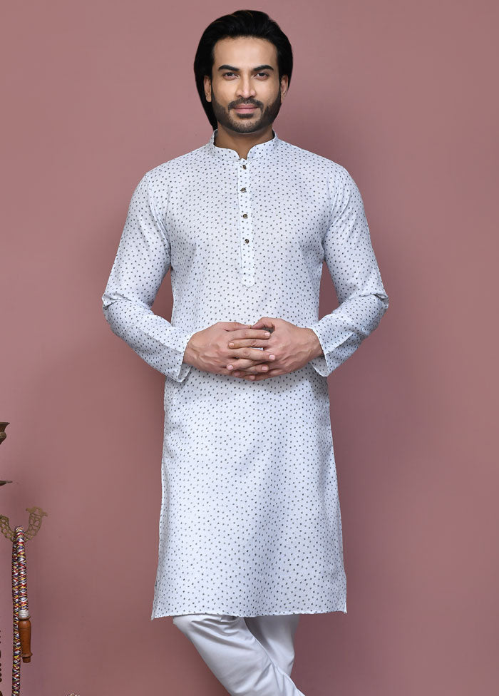 2 Pc Grey Cotton Kurta Pajama Set