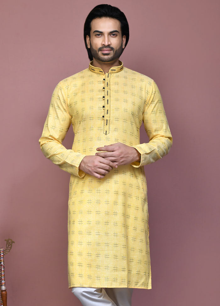 2 Pc Lemon Cotton Kurta Pajama Set