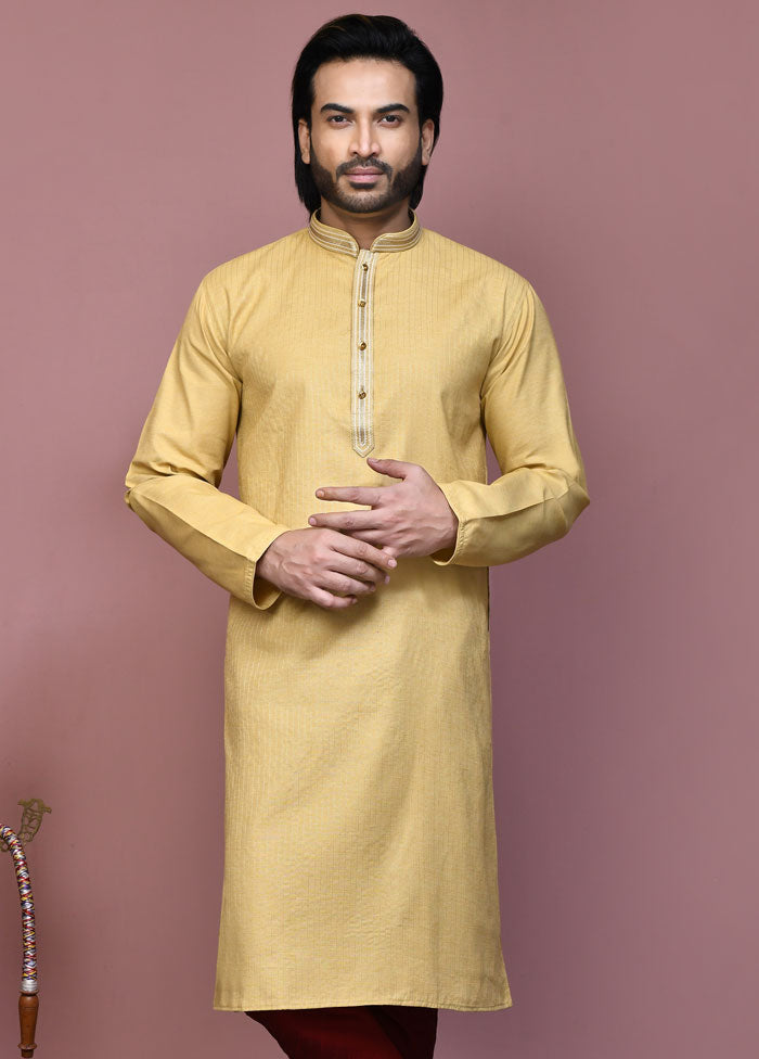 2 Pc Cream Cotton Kurta Pajama Set