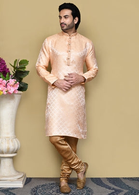 2 Pc Rust Silk Kurta Pajama Set