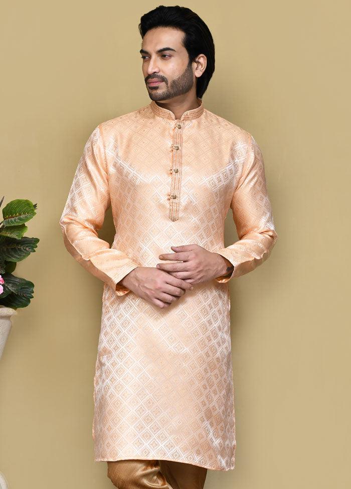 2 Pc Rust Silk Kurta Pajama Set