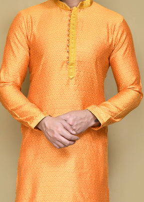 2 Pc Orange Cotton Kurta Pajama Set