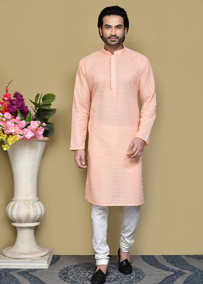 2 Pc Rust Cotton Kurta Pajama Set