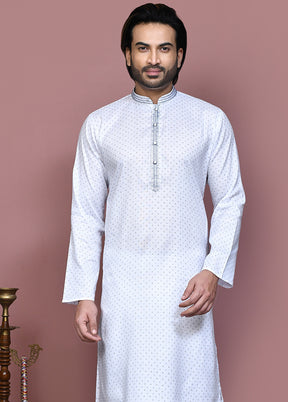 2 Pc Blue Cotton Kurta Pajama Set