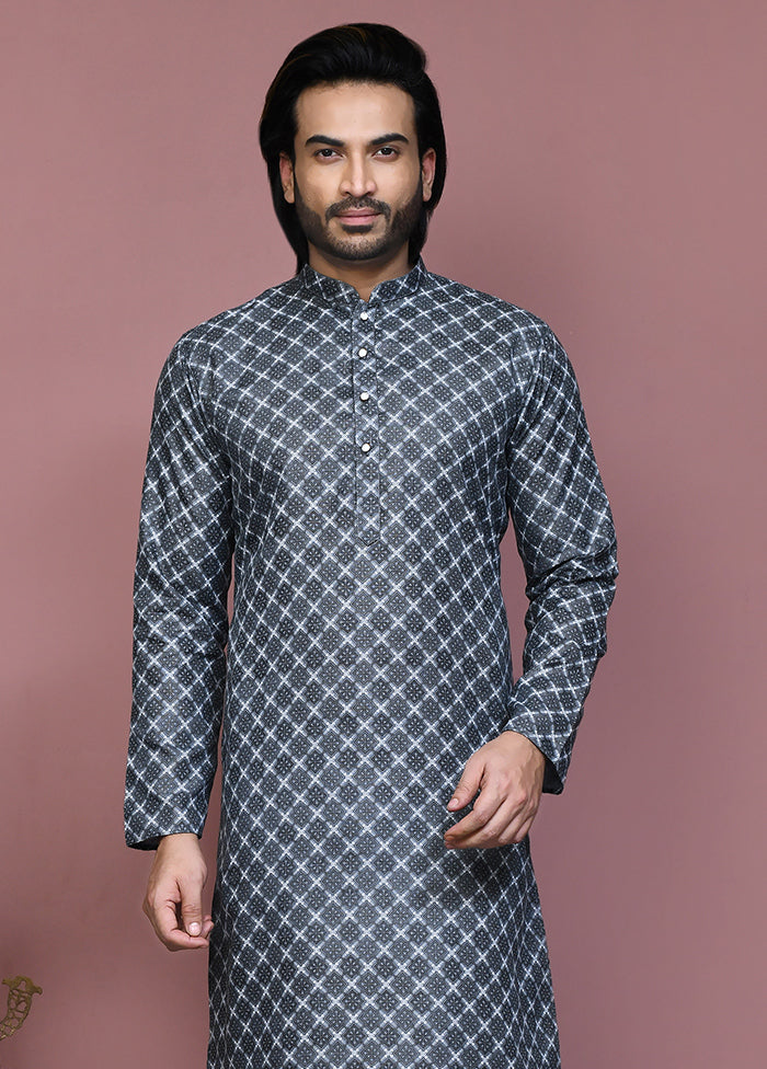 2 Pc Grey Cotton Kurta Pajama Set