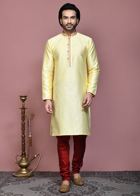 2 Pc Lemon Silk Kurta Pajama Set