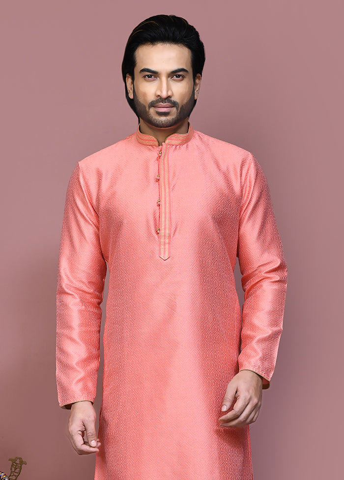 2 Pc Rust Silk Kurta Pajama Set