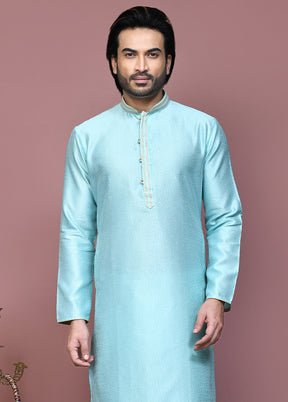 2 Pc Grey Silk Kurta Pajama Set