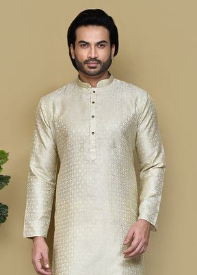 2 Pc Grey Silk Kurta Pajama Set