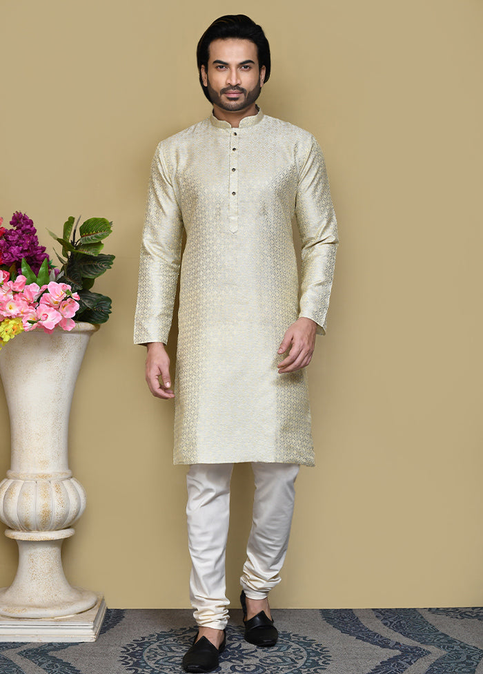 2 Pc Grey Silk Kurta Pajama Set