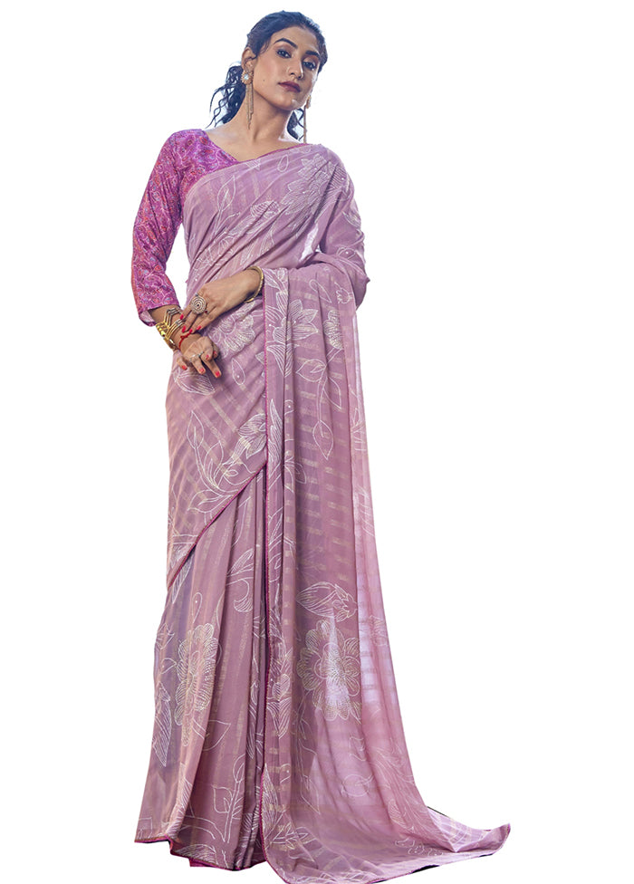 Pink Georgette Saree With Blouse Piece - Indian Silk House Agencies