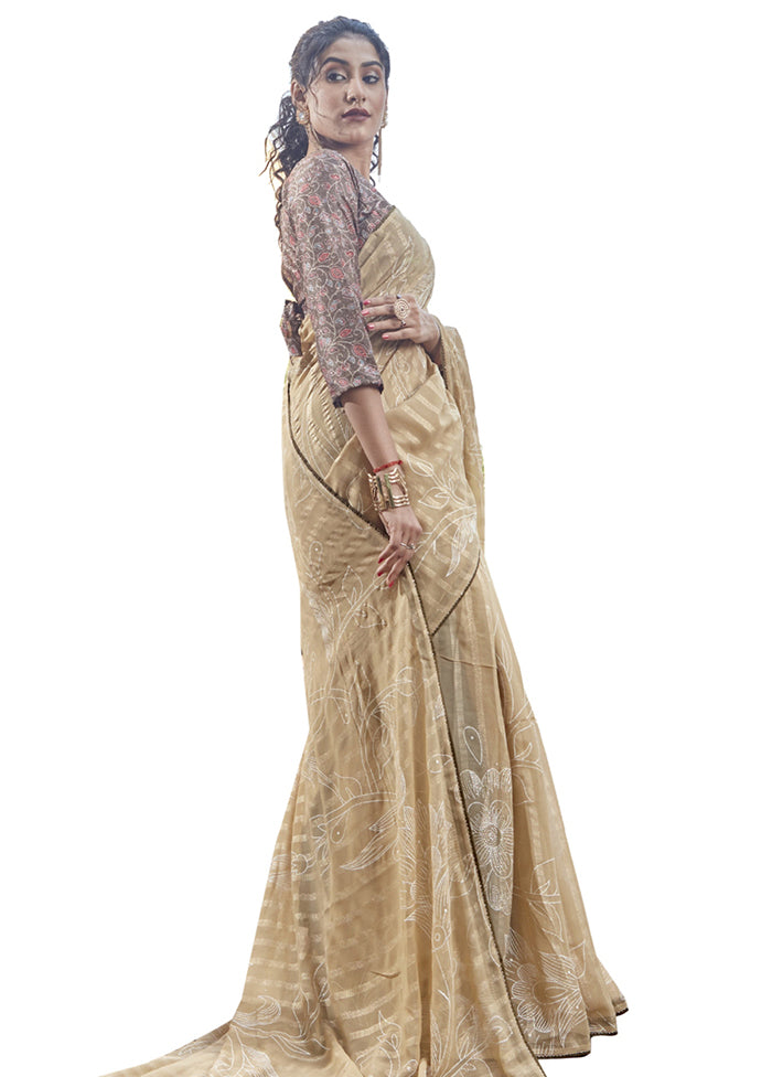 Light Yellow Georgette Saree With Blouse Piece - Indian Silk House Agencies