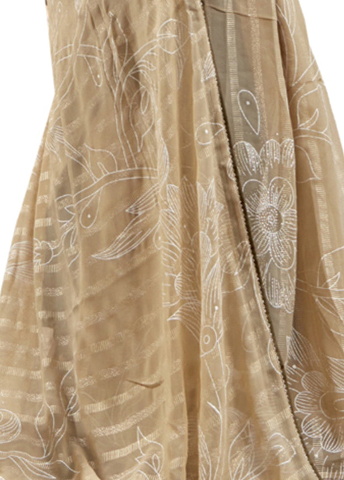 Light Yellow Georgette Saree With Blouse Piece - Indian Silk House Agencies