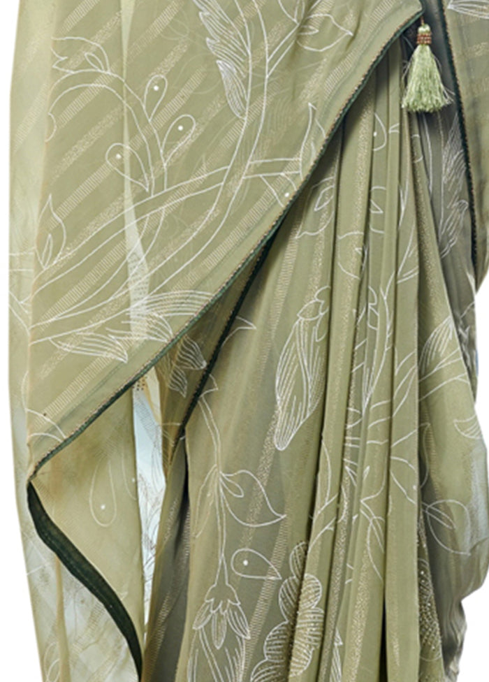 Light Green Georgette Saree With Blouse Piece - Indian Silk House Agencies