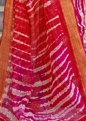 Red Organza Embroidered Saree With Blouse Piece - Indian Silk House Agencies